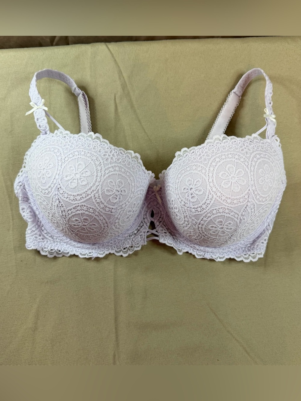 Victoria's Secret Lavender Lace Bra with Floral Medallions Push Up Balconette